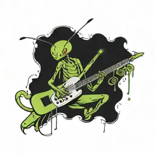 Mantis with a keytar  tattoo design idea