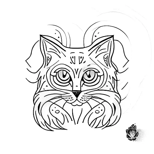 A minimalist tattoo of a cat with Lana del Rey's signature tattoo design idea