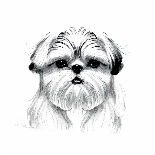 shih tzu face tattoo design idea