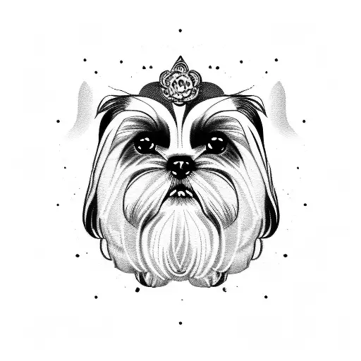 shih tzu face tattoo design idea