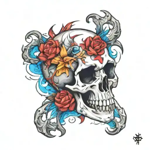 skull bone tattoo design idea