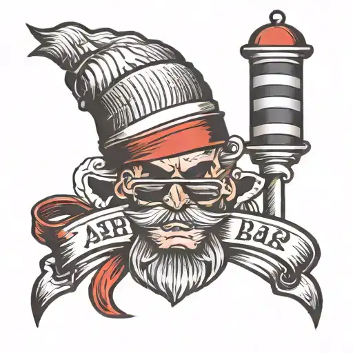 Graduation cap on barber pole tattoo design idea