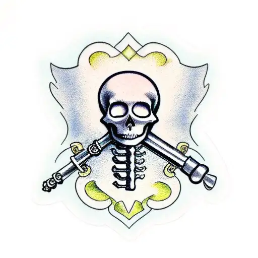 Skeleton key and medical symbols tattoo design idea