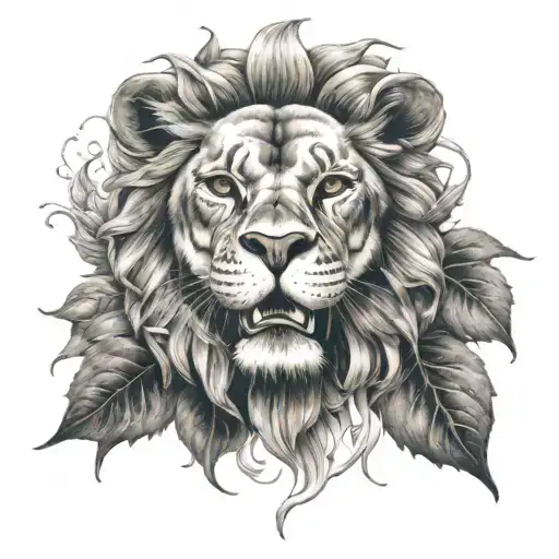 sunflower time location lion Gemini skull   tattoo design idea