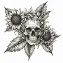 sunflower time location   Gemini skull   tattoo design idea
