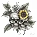 sunflower time location   Gemini skull   tattoo design idea