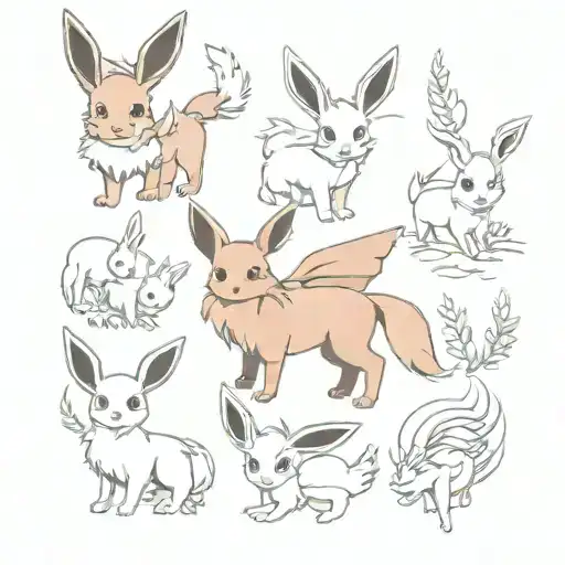Eevee and All evolutions tattoo design idea