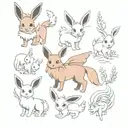 Eevee and All evolutions tattoo design idea