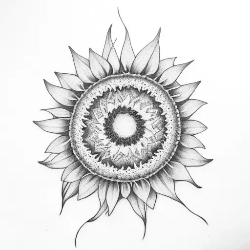 semi colon butterfly on sunflower  tattoo design idea