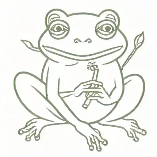 punk frog smoking tattoo design idea