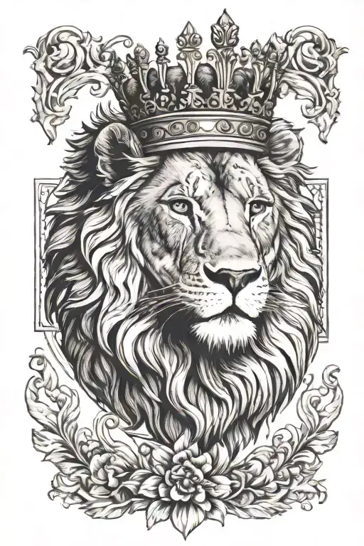 lion wearing a crown tattoo design idea