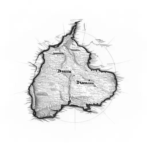 A map of the Dominican Republic and Spain intertwined with each other tattoo design idea