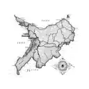 A map of the Dominican Republic and Spain intertwined with each other tattoo design idea