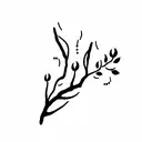 word b whit cherry branch tattoo design idea