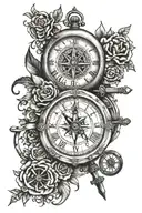 Skeleton Key + Compass + Clock tattoo design idea