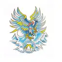 aztec eagle for upper thigh tattoo design idea