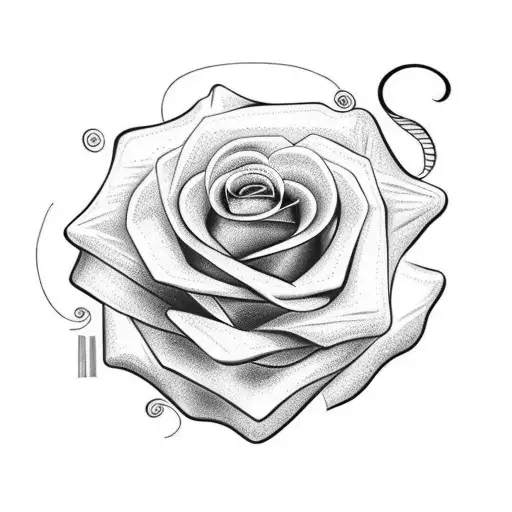 a rose combined with a horseshoe and a scale. with Roman influences tattoo design idea