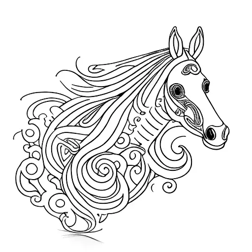 A horse-shaped chocolate truffle with intricate details tattoo design idea