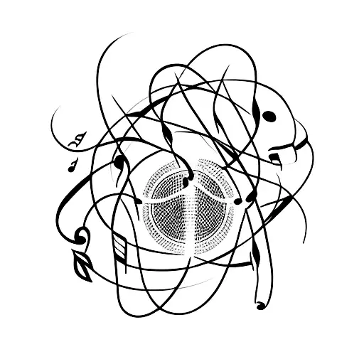 A minimalist tattoo of a microphone with music notes intertwined, representing your love for music tattoo design idea