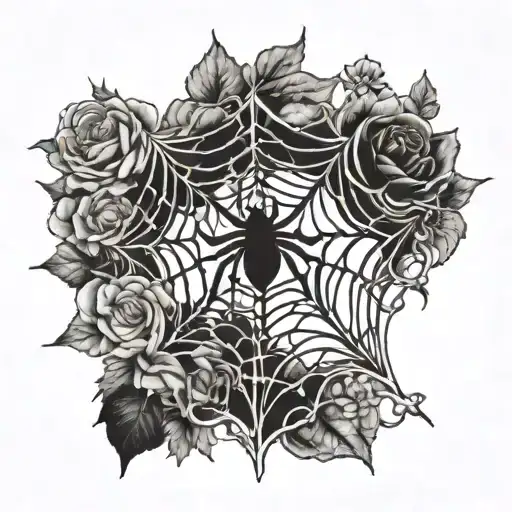 Blessed and spider web  tattoo design idea