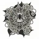 Blessed and spider web  tattoo design idea
