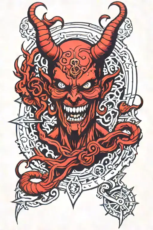 satan 666 devil hell tattoo design idea