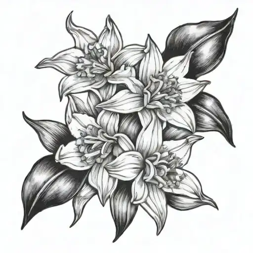 gladioulis,dafodils,jonquil bouquet tattoo tattoo design idea