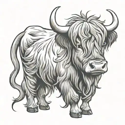 scottish highland cow tattoo design idea