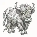 scottish highland cow tattoo design idea