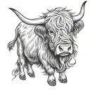 scottish highland cow tattoo design idea