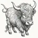 scottish highland cow tattoo design idea