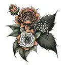 flowers and spiders gothic tattoo design idea