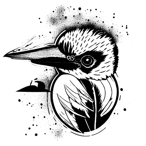 kookaburra with a ace of spades, however the spades a poppy flowers tattoo design idea