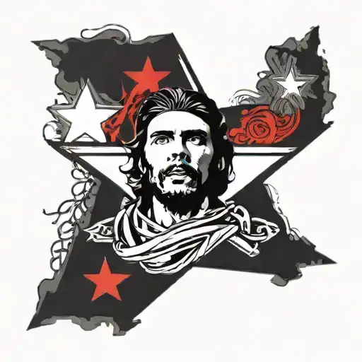 Che Guevara signature with red star tattoo design idea
