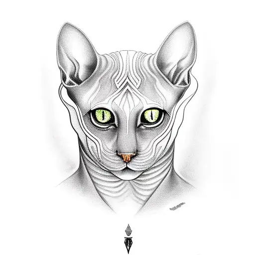 Sauron with A sphynx cat and featuring Ghost face from tattoo design idea