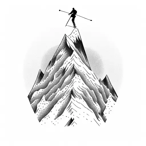A skier gracefully carving down a mountain slope tattoo design idea