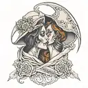 reaper kissing girl face tattoo design idea