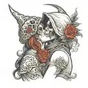 reaper kissing girl face tattoo design idea