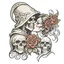 reaper kissing girl face tattoo design idea