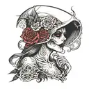 reaper kissing girl face tattoo design idea