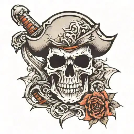 skull pirate skull tattoo design idea