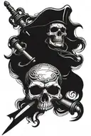 skull pirate sabers loop hang tattoo design idea