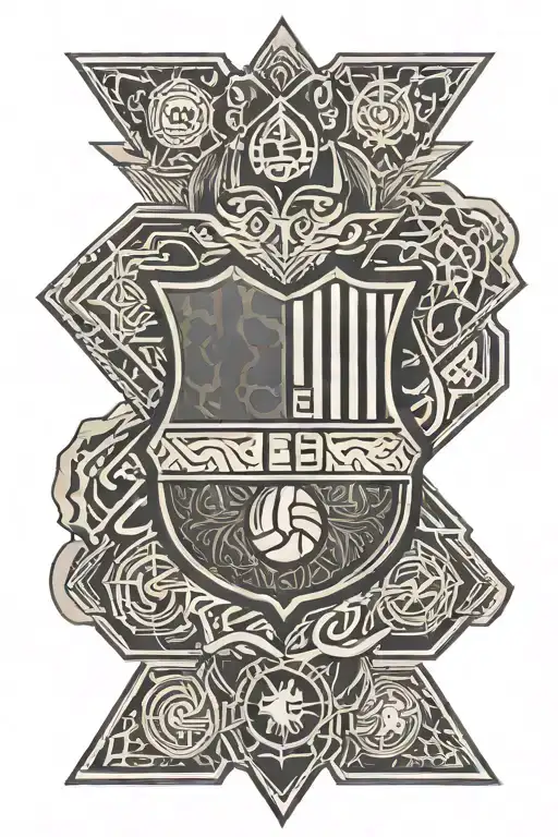 A geometric tattoo with fc barcelona logo and a heart  tattoo design idea