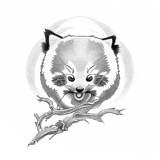 olive branch bow and arrow red panda tattoo design idea