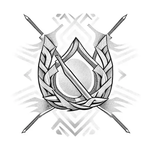 olive branch bow and arrow tattoo design idea