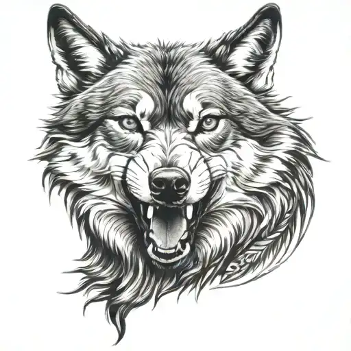 turkish wolf head tattoo design idea