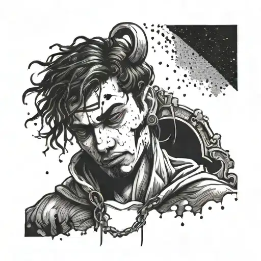 A rebellious student breaking free from chains and transforming into a wise leader tattoo design idea