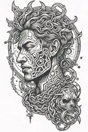 A rebellious student breaking free from chains and transforming into a wise leader tattoo design idea