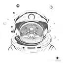 An astronaut exploring a psycho-dimensional realm with dragon ball z characters tattoo design idea