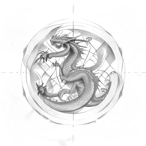 3 dragons in a circle overlapping each other, head over tail in a band tattoo design idea